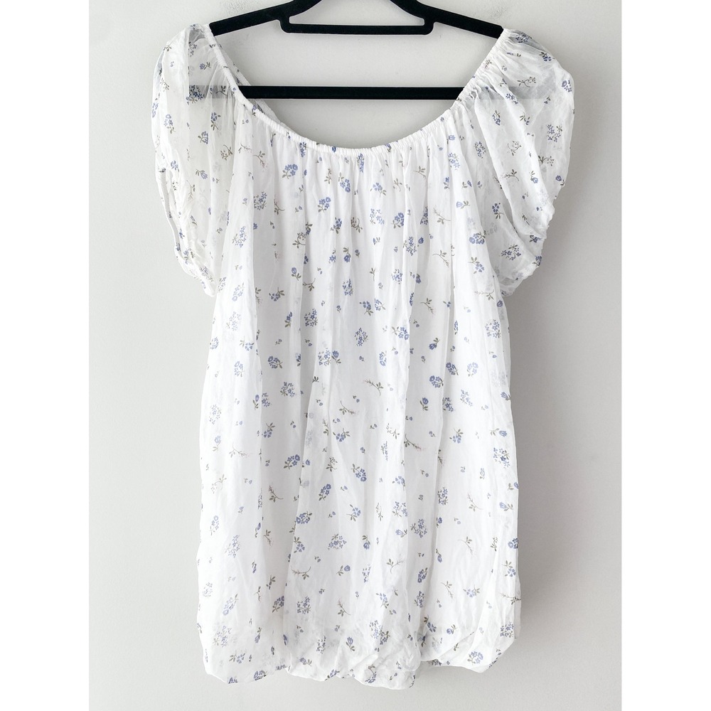 Tendenze Womens 100% Silk Blouse L White Floral Cottage Romantic Peasant Italy